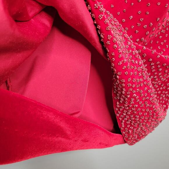 VTG City Triangles 90s y2k dress‎ women's L red sleeveless sparkle slinky velvet - Picture 5 of 11